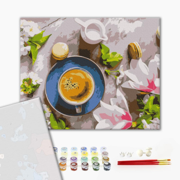 Картина по номерам Преміум картини - Кава і квіти