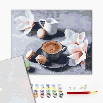 Картина по номерам Преміум картини - Кава і магнолії