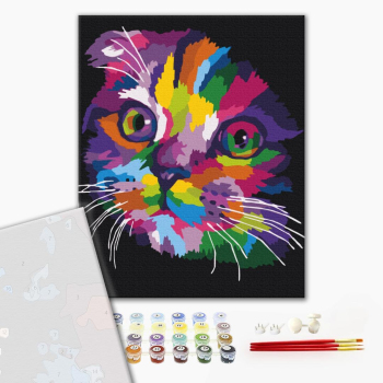 Картина по номерам Преміум картини - Веселкове кошенятко