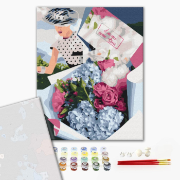 Картина по номерам Преміум картини - Букет для ретро леді