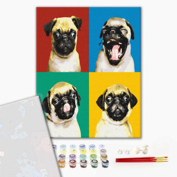 Картина по номерам Преміум картини - Колаж з мопсом