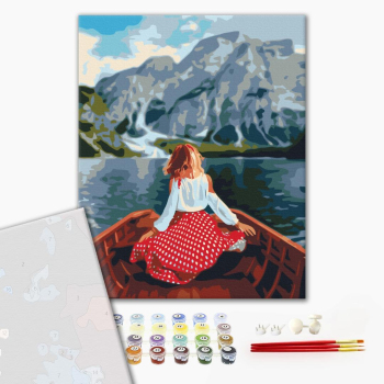 Картина по номерам Преміум картини - Мандрівниця на озері Браєс