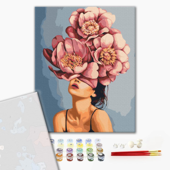 Картина по номерам Преміум картини - Дівчина в квітучій півонії © Mykhailyshyna Daria