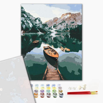 Картина по номерам Преміум картини - Човен на дзеркальному озері