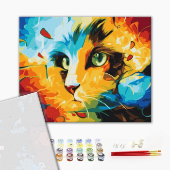 Картина по номерам Преміум картини - Кіт в яскравих фарбах