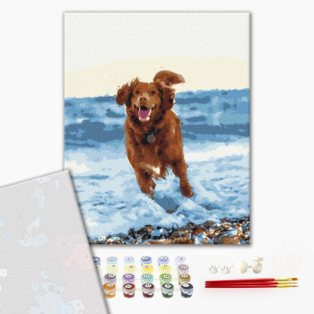 Картина по номерам Преміум картини - Собачка в морі