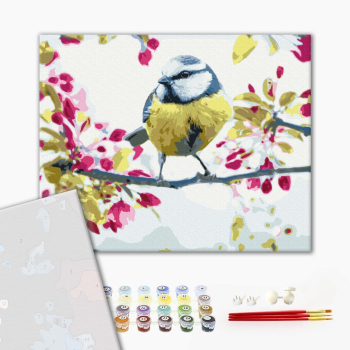 Картина по номерам Преміум картини - Весняна синичка