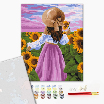 Картина по номерам Преміум картини - Леді в соняшниках