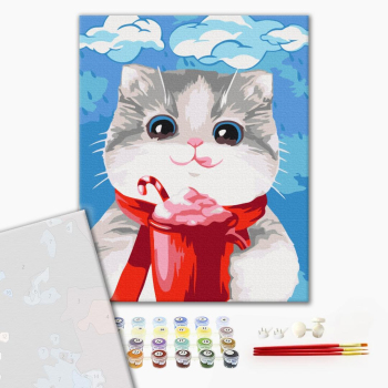 Картина по номерам Преміум картини - Смаколик для котика