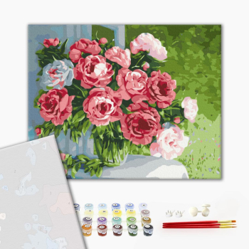 Картина по номерам Преміум картини - Домашні півонії