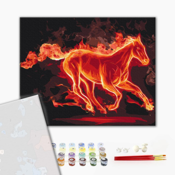 Картина по номерам Преміум картини - Вогняний скакун