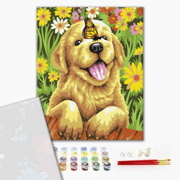 Картина по номерам Преміум картини - Радісне цуценя