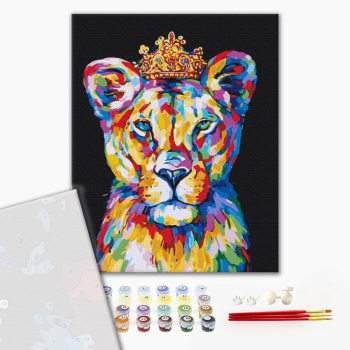 Картина по номерам Преміум картини - Райдужний царевич лев