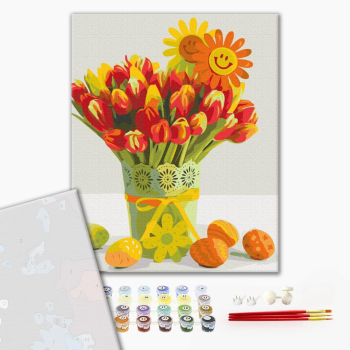 Картина по номерам Преміум картини - Великодні тюльпани
