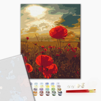 Картина по номерам Преміум картини - Маки під палаючим сонцем