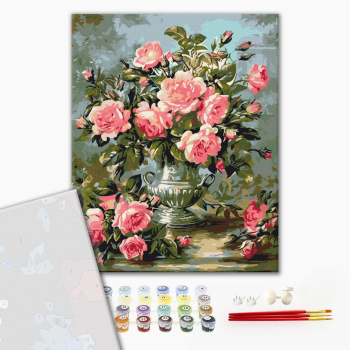 Картина по номерам Преміум картини - Букет піоновидних троянд