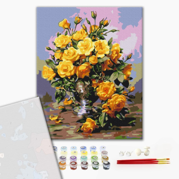Картина по номерам Преміум картини - Букет жовтих троянд