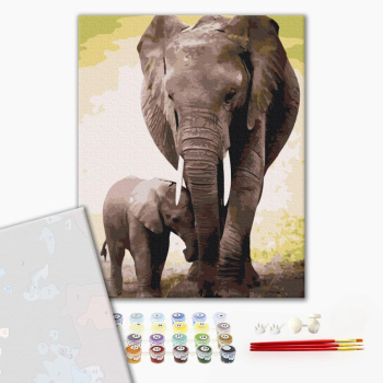Картина по номерам Преміум картини - Перші дні слоненя