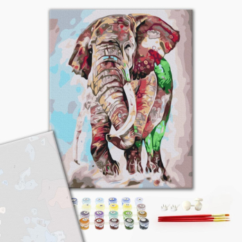 Картина по номерам Преміум картини - Веселковий слон