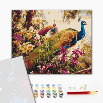 Картина по номерам Преміум картини - Квітучі пави