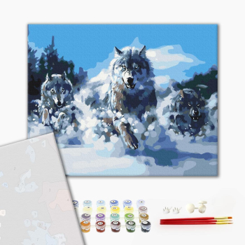 Картина по номерам Преміум картини - Вовки в русі