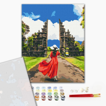 Картина по номерам Преміум картини - Мандрівниця біля храму Лемпуянг