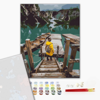 Картина по номерам Преміум картини - Мандрівник на озері Брайес