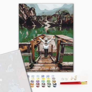 Картина по номерам Преміум картини - Мандрівниця на озері Брайес