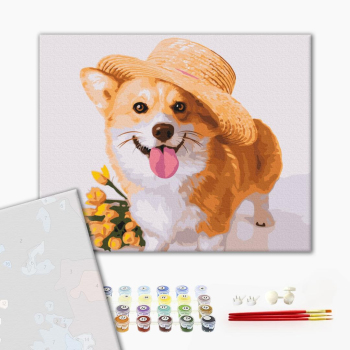 Картина по номерам Преміум картини - Собачка джентльмен