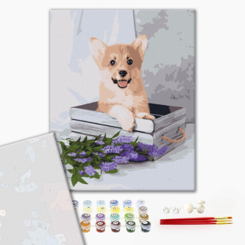 Картина по номерам Преміум картини - Грайливий коргі