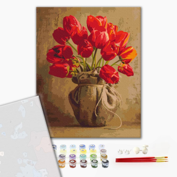Картина по номерам Преміум картини - Букет домашніх тюльпанів