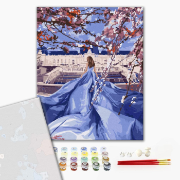 Картина по номерам Преміум картини - Красуня в сакурах