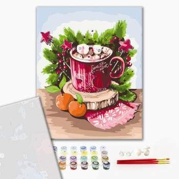 Картина по номерам Преміум картини - Маршмелоу в чашці