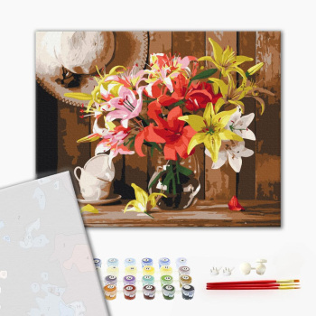 Картина по номерам Преміум картини - Барвистий букет лілій