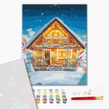 Картина по номерам Преміум картини - Казковий новорічний будиночок