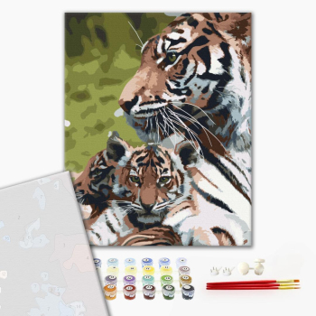 Картина по номерам Преміум картини - Сім'я тигрів