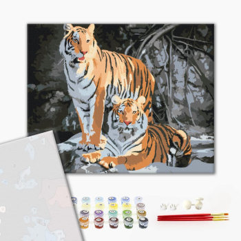 Картина по номерам Преміум картини - Дикі тигри