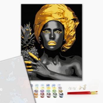 Картина по номерам Преміум картини - Екзотична краса з золотою фарбою