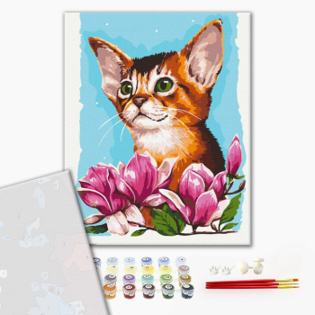 Картина по номерам Преміум картини - Котик в квітах © Anna Kulyk
