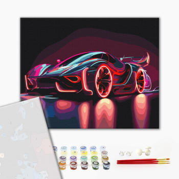 Картина по номерам Преміум картини - Неоновий автомобіль