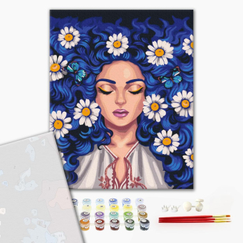 Картина по номерам Преміум картини - Ромашки у волоссі © Поліна Скурихіна