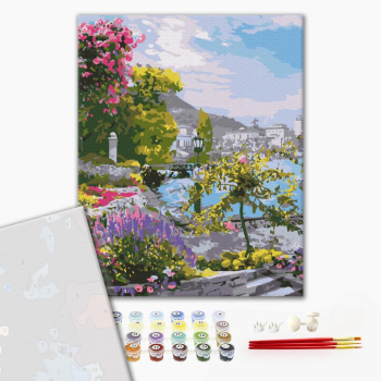 Картина по номерам Преміум картини - Старовинний сад біля моря 1