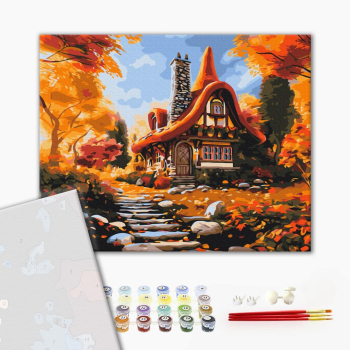 Картина по номерам Преміум картини - Хатинка осені