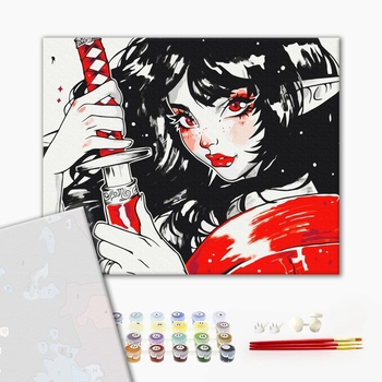 Картина по номерам Преміум картини - Червона катана @ nila_art_art