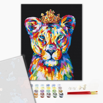 Картина по номерам Преміум картини - Райдужний царевич лев