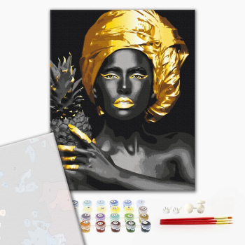 Картина по номерам Преміум картини - Екзотична краса з золотою фарбою