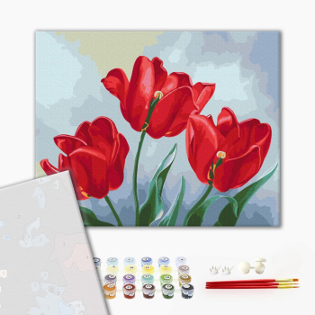 Картина по номерам Преміум картини - Червоні тюльпани © Anna Steshenko