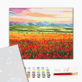 Картина по номерам Преміум картини - Захід сонця над квітковим полем © Anna Steshenko