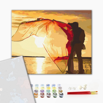 Картина по номерам Преміум картини - Двоє на заході сонця