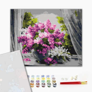 Картина по номерам Преміум картини - Бузок на вікні